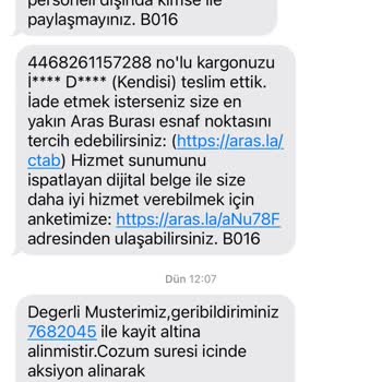 Aras Kargo Serinkuyu Şubesi'nde Kayıp Ve Yanlış Teslimat Sorunları