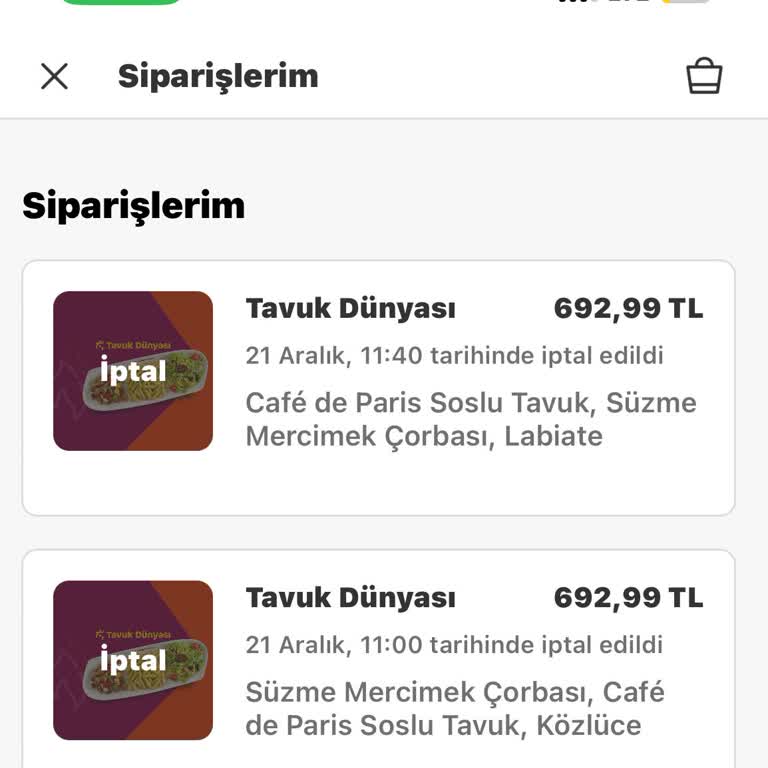 Yemeksepeti Sipariş İptali Ve İade Sorunu