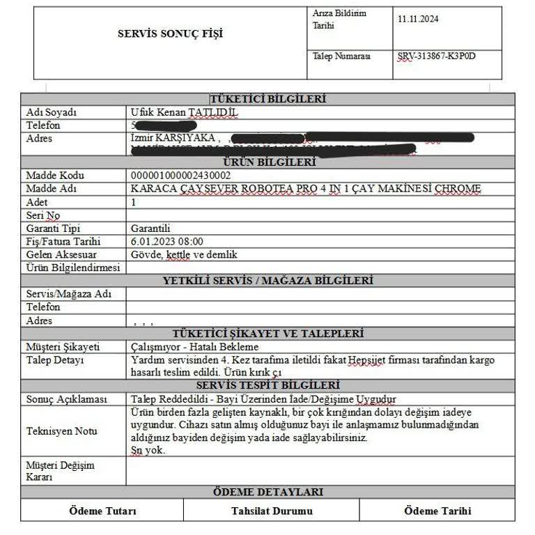 Karaca Çaysever Robotea: İade Ve Değişim Sürecinde Yaşanan Sorunlar