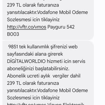 Vodafone'dan İzinsiz Üyelik Ve Ek Ücret Sorunu
