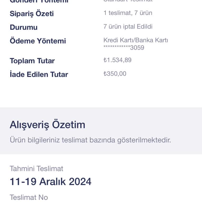 Sipariş İptali Ve Bilgilendirme Eksikliği