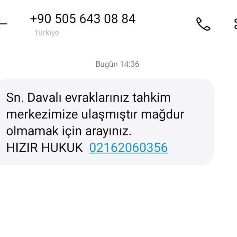 Hızır Hukuk Adına Gelen Mesaj