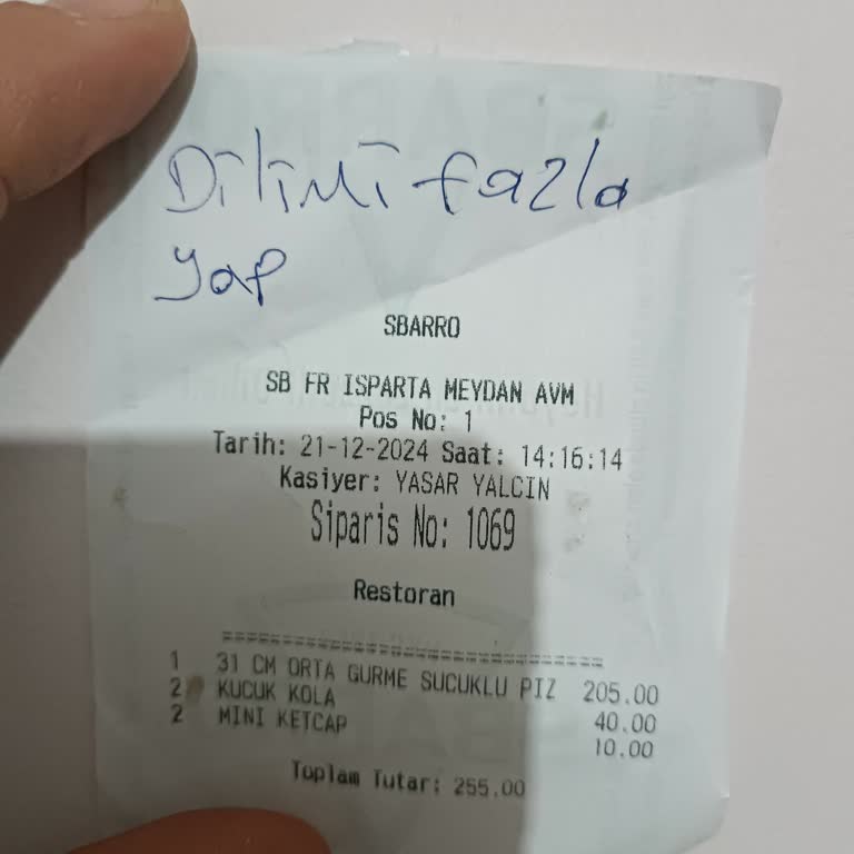 Sbarro'da Ketçap Ücreti Şoku