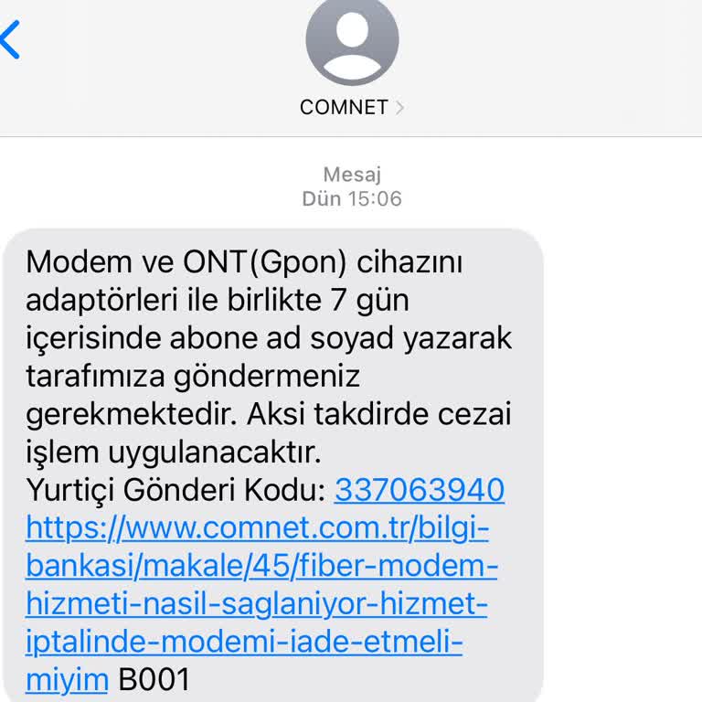 Modem İadesi Ve Müşteri Hizmetleri Sorunu