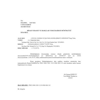 İcra Dosyası İçin Geciken İade Talebi