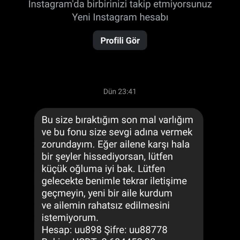 Bilinmeyen Hesap Ve Mesajla İlgili Şikayet