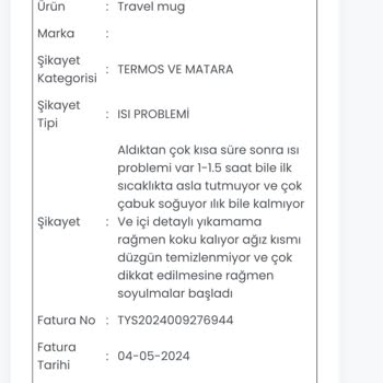 Stanley Termos Garanti Sürecinde İletişim Sorunu