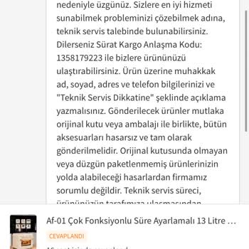 Garanti Kapsamında Kaybolan Airfryer