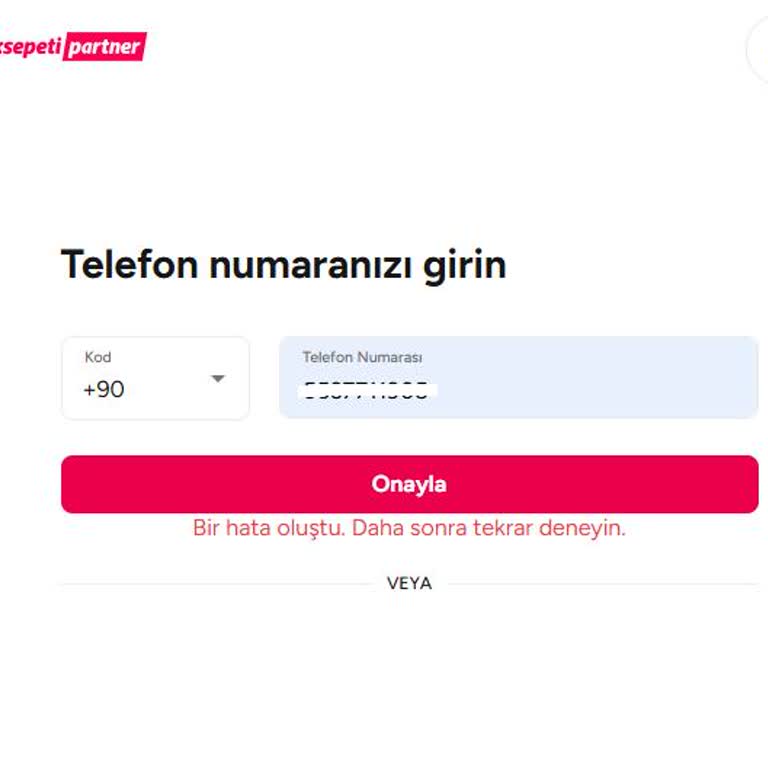 Yemek Sepeti Partner Hesabı Açılmıyor