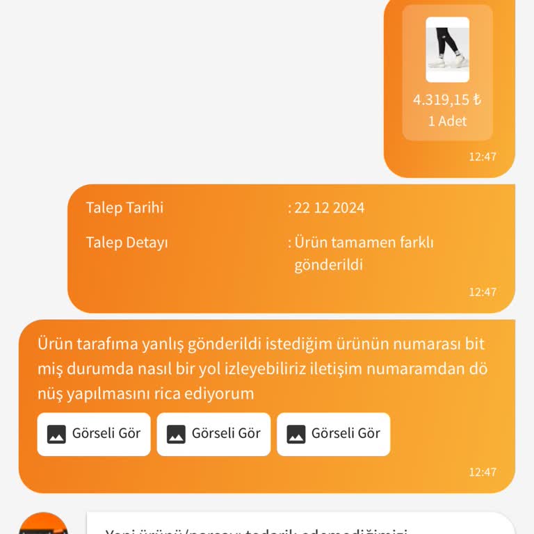 Yanlış Ürün Gönderimi Ve Çözüm Eksikliği