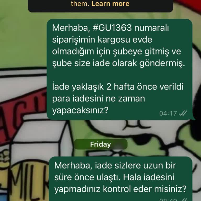 İade Edilmeyen Para Ve Cevapsız Mesajlar