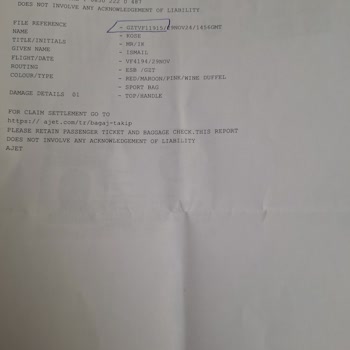 Ajet İle Seyahat Sonrası Hasarlı Bagaj Sorunu