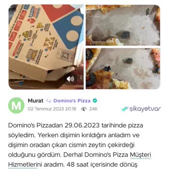 Domino's Pizza'da Zeytin Çekirdeği Şoku