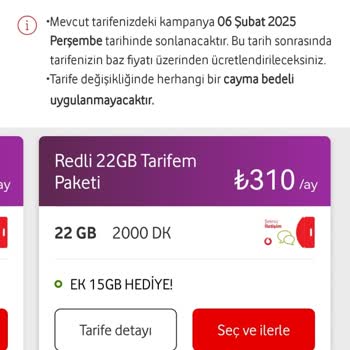 Vodafone Paket Fiyatlandırmasındaki Tutarsızlık