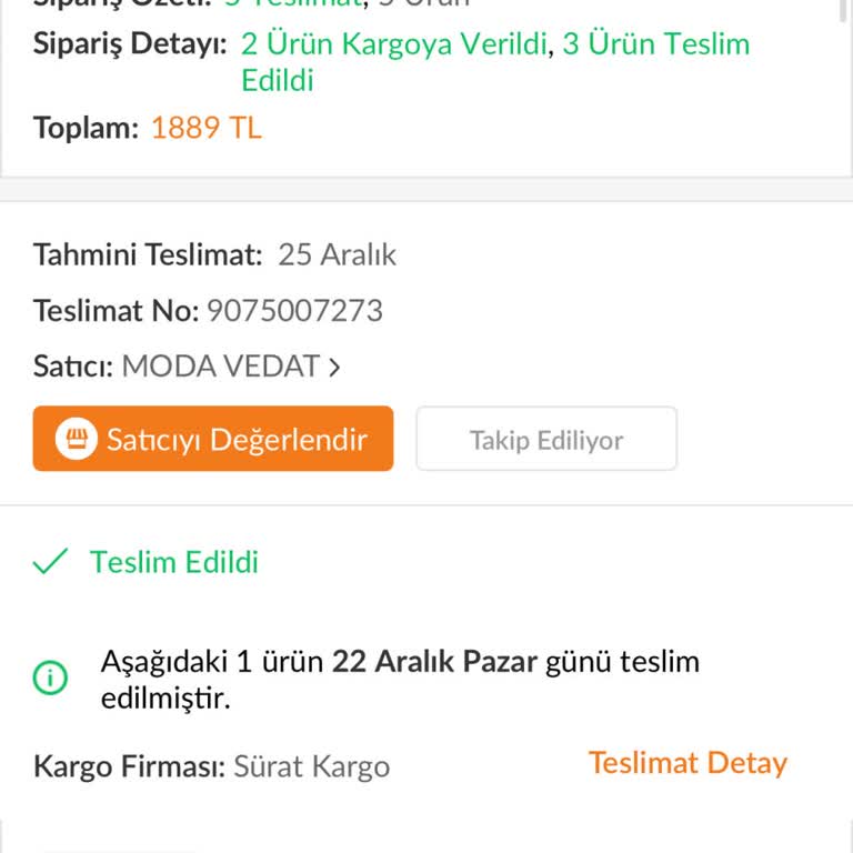 Trendyol Moda Vedat Ürünüm Teslim Edilmedi Fakat Teslim Edilmiş Görünüyor!
