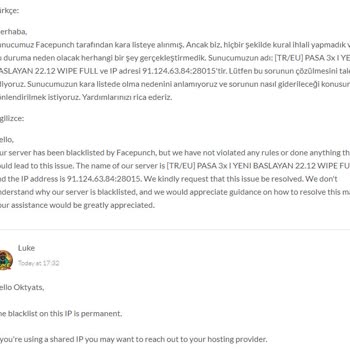 Kiraladığımız Sunucuda IP Adresi Sorunu