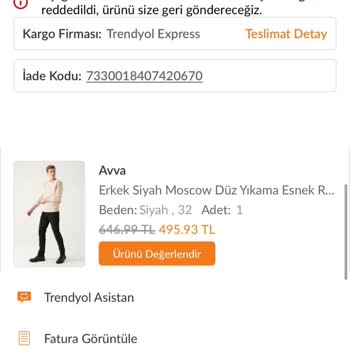 Trendyol'dan Alınan Pantolonun Renk Sorunu Ve İade Süreci