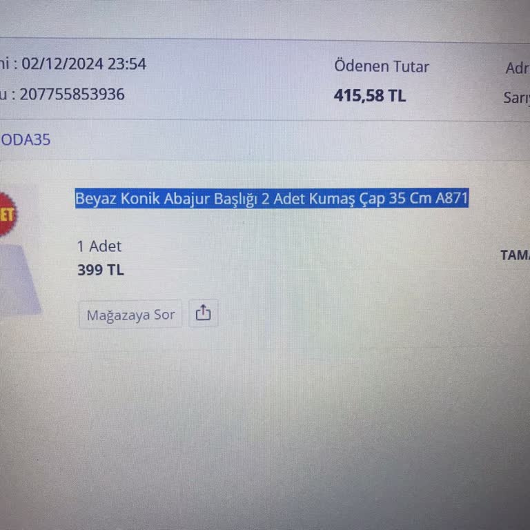 N11 Moda35 Sipariş Sorunu
