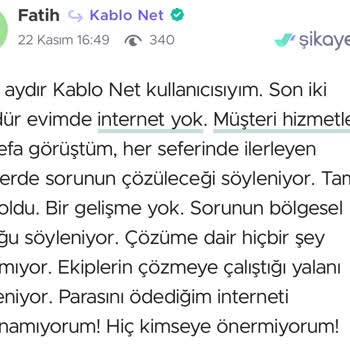 Sürekli İnternet Kesintileri Ve Müşteri Hizmetlerinin Yanıltıcı Bilgileri