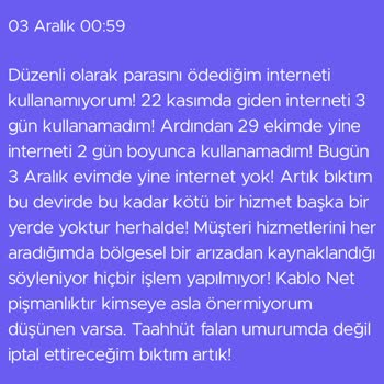Sürekli İnternet Kesintileri Ve Müşteri Hizmetlerinin Yanıltıcı Bilgileri