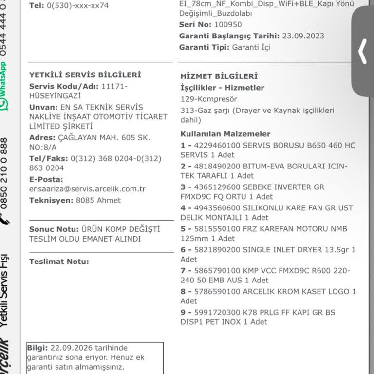 Arçelik Buzdolabında Sürekli Arıza Ve Servis Sorunları