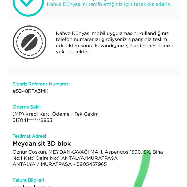 Kahve Dünyası'ndan Teslim Edilmeyen Sipariş Ve İletişim Sorunu