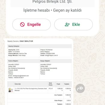 Kedi Maması Siparişi Sonrası İletişimsizlik Ve Teslimat Sorunu