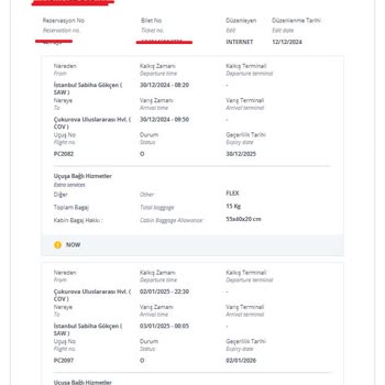 Pegasus Havayolları'nda Flex İptal Hakkı Sorunu