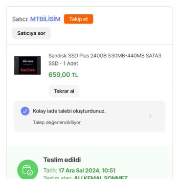 Arızalı SSD Kart Ve Uzayan İade Süreci
