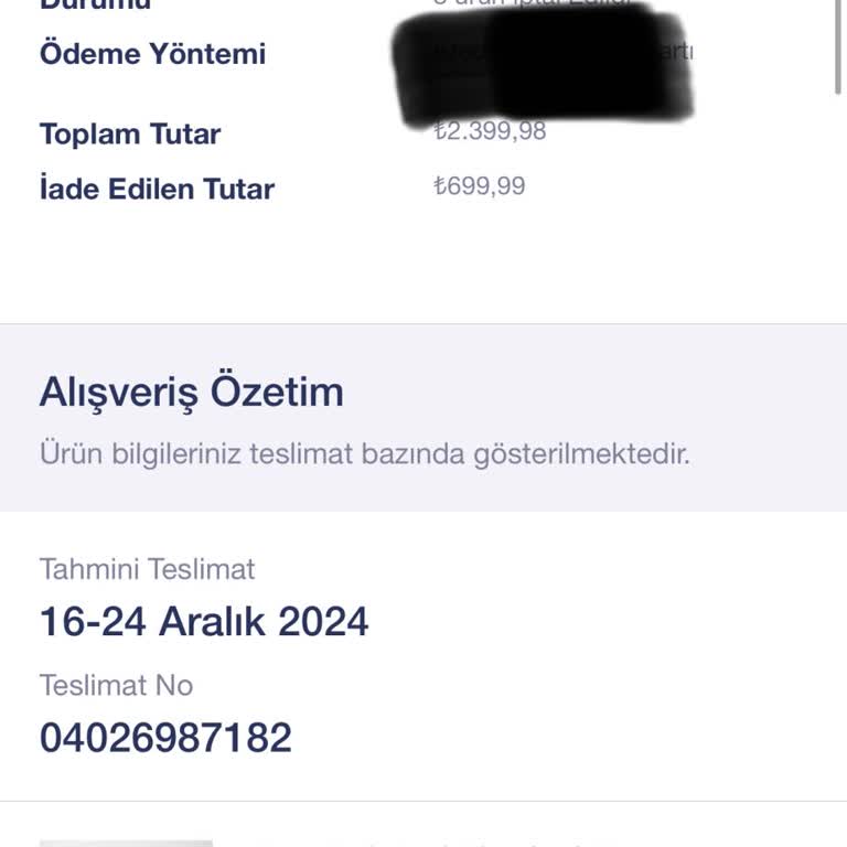 Teslimat Sorunları Ve İptal Edilen Ürün