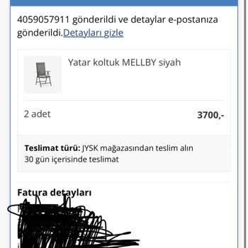 JYSK'ten Stokta Olmayan Ürün İçin Para Çekme Sorunu