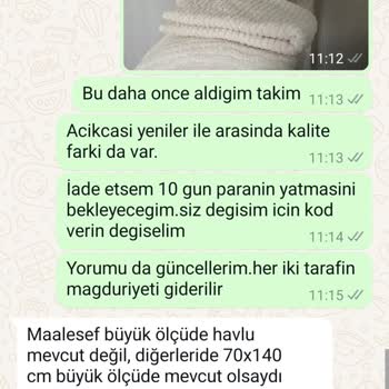 Yanlış Ürün Ve Değişim Sözü Tutulmayan Bornoz Seti