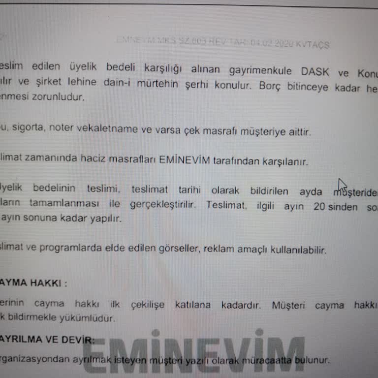 Eminevim'de Rehin Ücreti Mağduriyeti