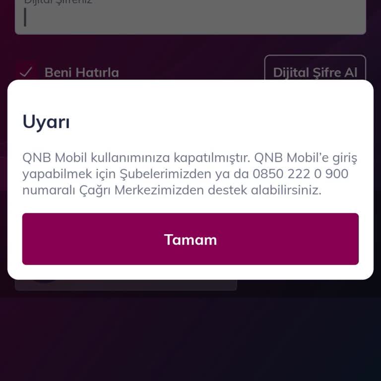 QNB Mobil Uygulama Erişim Sorunu