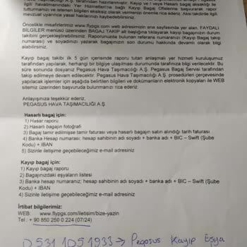 Pegasus Aktarmalı Uçuşta Bavul Kaybı Ve Yetersiz Müşteri Hizmeti