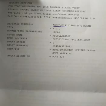 Pegasus Aktarmalı Uçuşta Bavul Kaybı Ve Yetersiz Müşteri Hizmeti