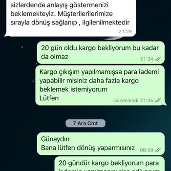 Teslim Edilmeyen Sipariş Ve Müşteri Hizmetleri Sorunu