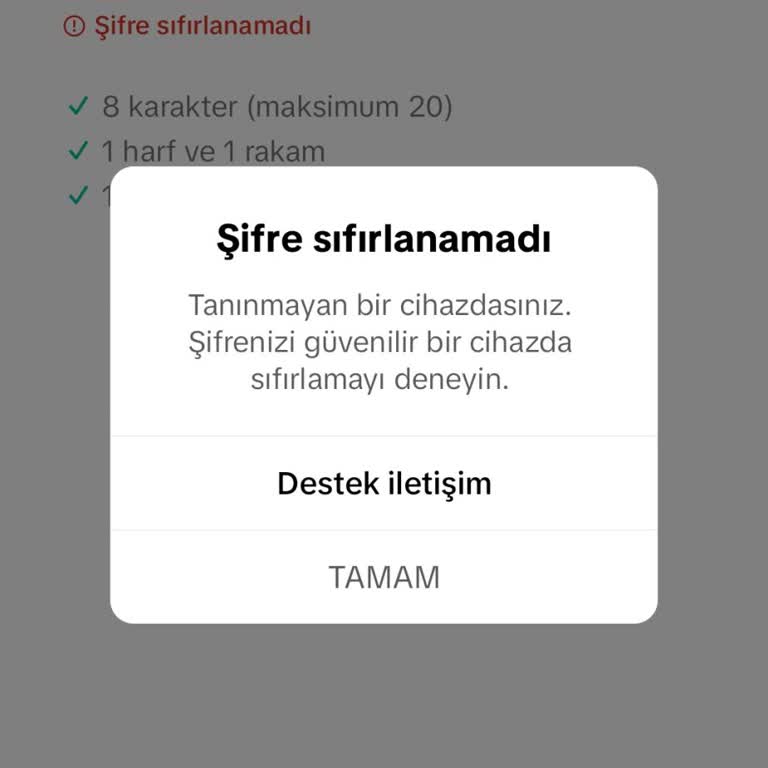 TikTok Şifre Sıfırlama Sorunu Ve 2 Aşamalı Doğrulama Engeli