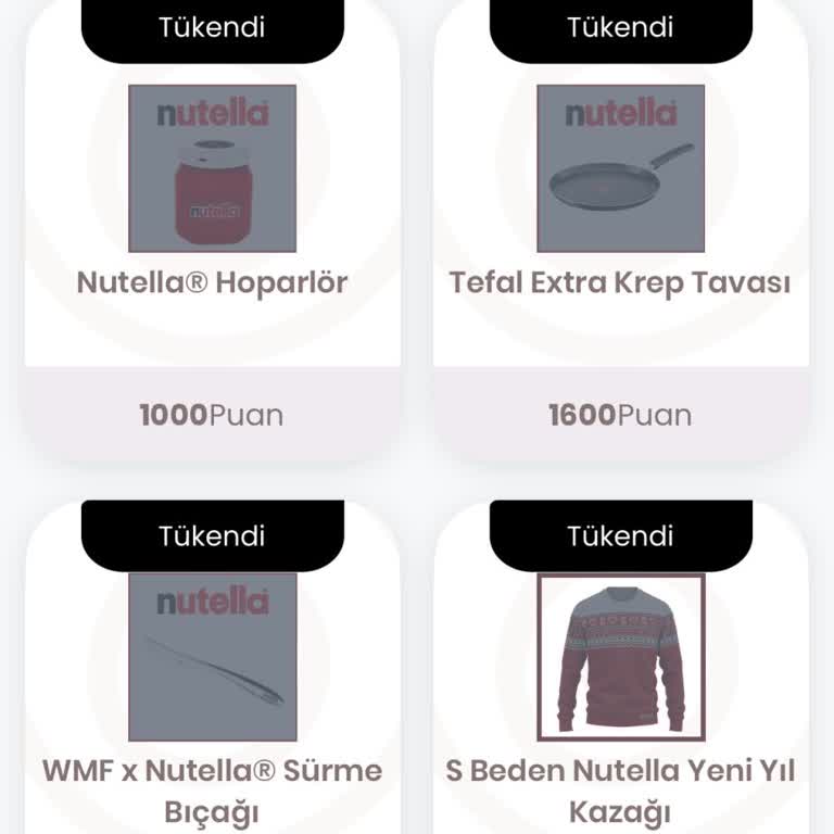 Nutella Uygulamasında Puan Harcama Sorunu