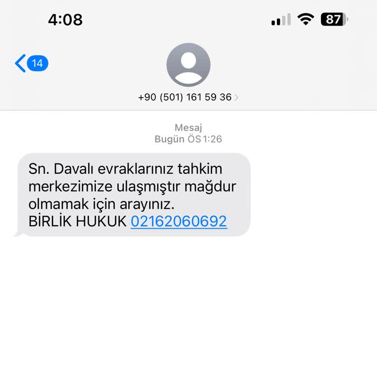 Hukuk Bürosu Adı Altında Dava / İcra SMS Dolandırıcılığı