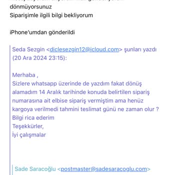 Yılbaşı Elbise Siparişimde İlgisizlik Ve İletişimsizlik Sorunu