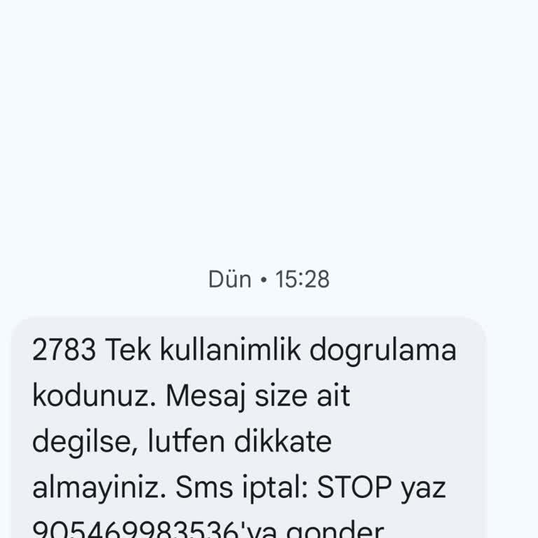 Bilinmeyen Uygulamadan Gelen Doğrulama Kodu Mesajı