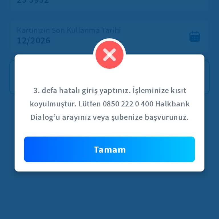 Halkbank Dijital Şifre Alımında Sürekli Hata Uyarısı