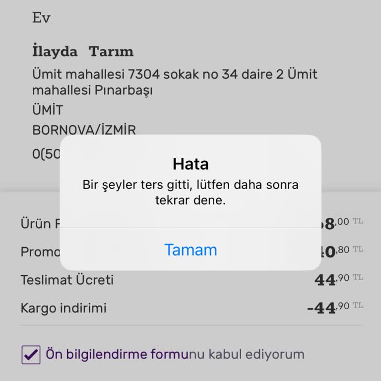 Gratis'te Ödeme Hatası: Sipariş Veremiyorum!