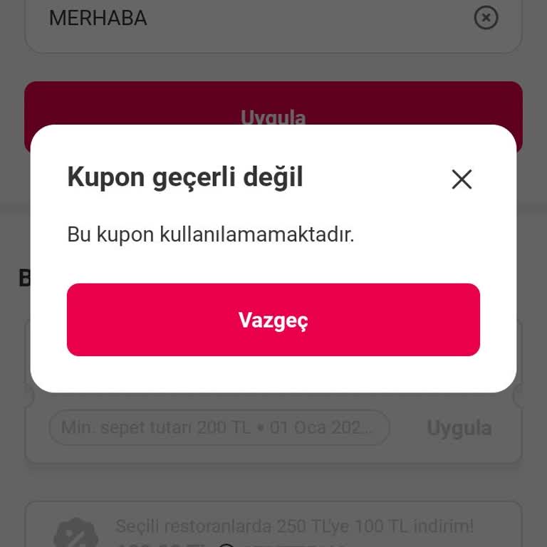 İlk Sipariş Kuponu Kullanım Sorunu