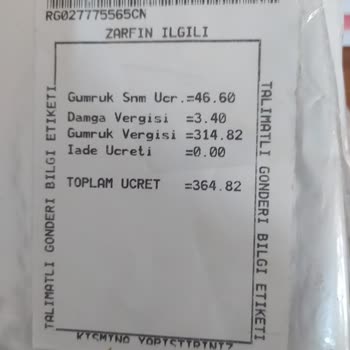 Beklenmedik Gümrük Ücreti Sürprizi