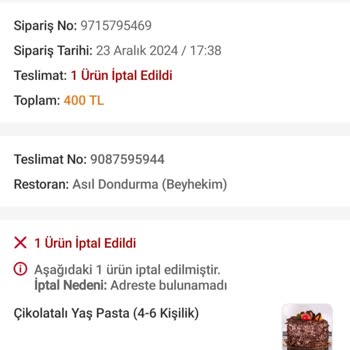 Trendyol Yemek Pasta Siparişi Paramparça Geldi!