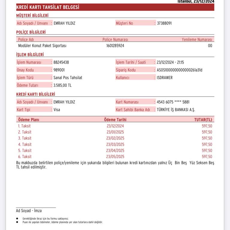 Haksız Poliçe Ücreti Kesintisi