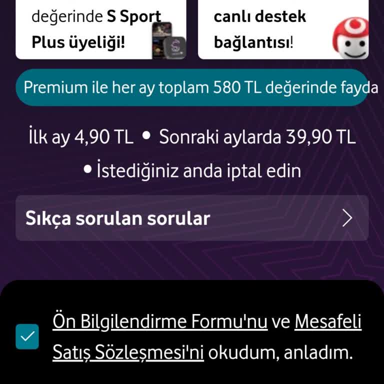 Vodafone Yanımda Premium Üyelik Sorunu