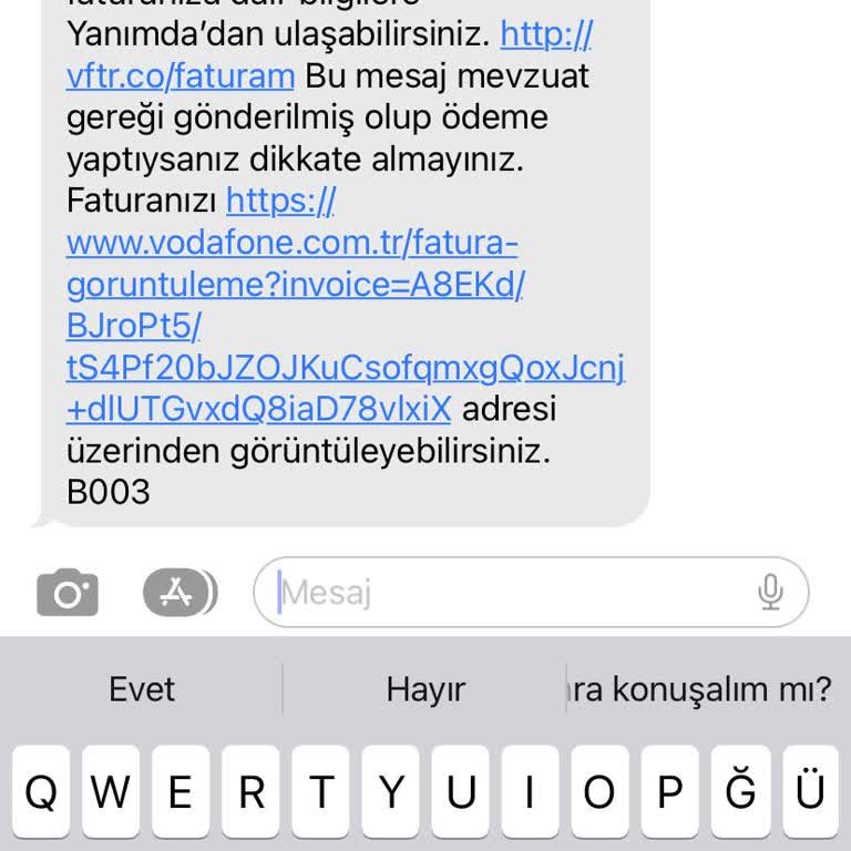 Vodafone Yanlış Gönderilen Fatura Mesajı Sorunu